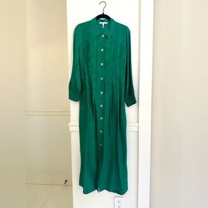 Maje long sleeve green dress with palm tree print
